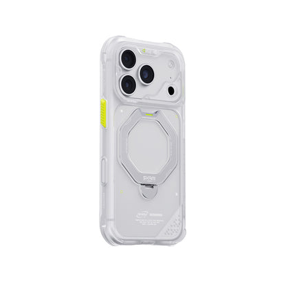 iPhone 18 Pro Uyumlu Kılıf Mag-Şarj Özellikli 360° Standlı Çıkarılabilir Lens Çerçeveli Skinarma Saturn Kapak