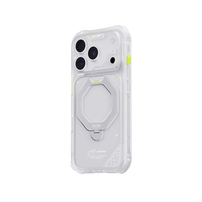iPhone 18 Pro Uyumlu Kılıf Mag-Şarj Özellikli 360° Standlı Çıkarılabilir Lens Çerçeveli Skinarma Saturn Kapak