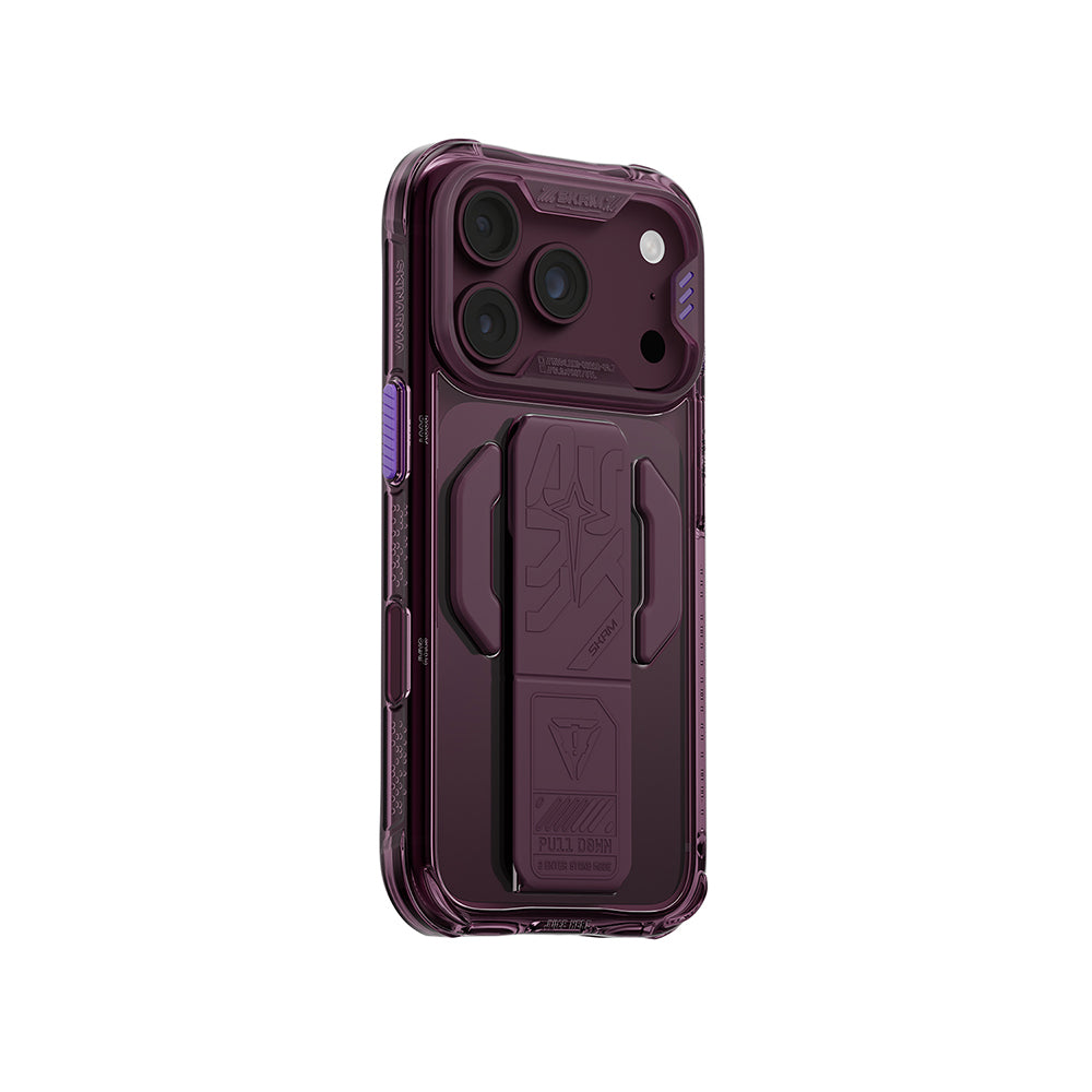 iPhone 18 Pro Uyumlu Kılıf Mag-Şarj Özellikli Teknoloji Desenli Skinarma Helio CE Entegre Standlı Kapak