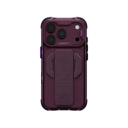 iPhone 18 Pro Uyumlu Kılıf Mag-Şarj Özellikli Teknoloji Desenli Skinarma Helio CE Entegre Standlı Kapak