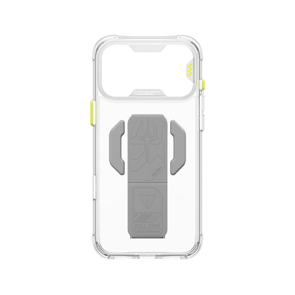 iPhone 18 Pro Uyumlu Kılıf Mag-Şarj Özellikli Teknoloji Desenli Skinarma Helio CE Entegre Standlı Kapak