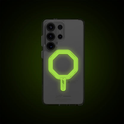 Galaxy S26 Ultra Uyumlu Kılıf M-safe Şarj Özellikli Şeffaf Airbag Tasarımlı Skinarma Saido Fosforlu Nightglow Kapak