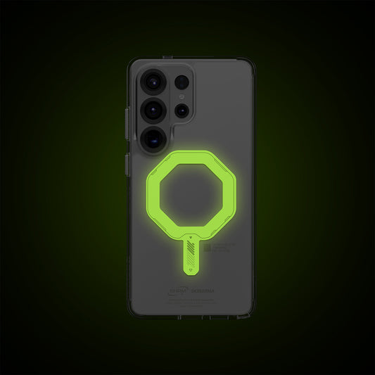 Galaxy S26 Ultra Uyumlu Kılıf M-safe Şarj Özellikli Şeffaf Airbag Tasarımlı Skinarma Saido Fosforlu Nightglow Kapak