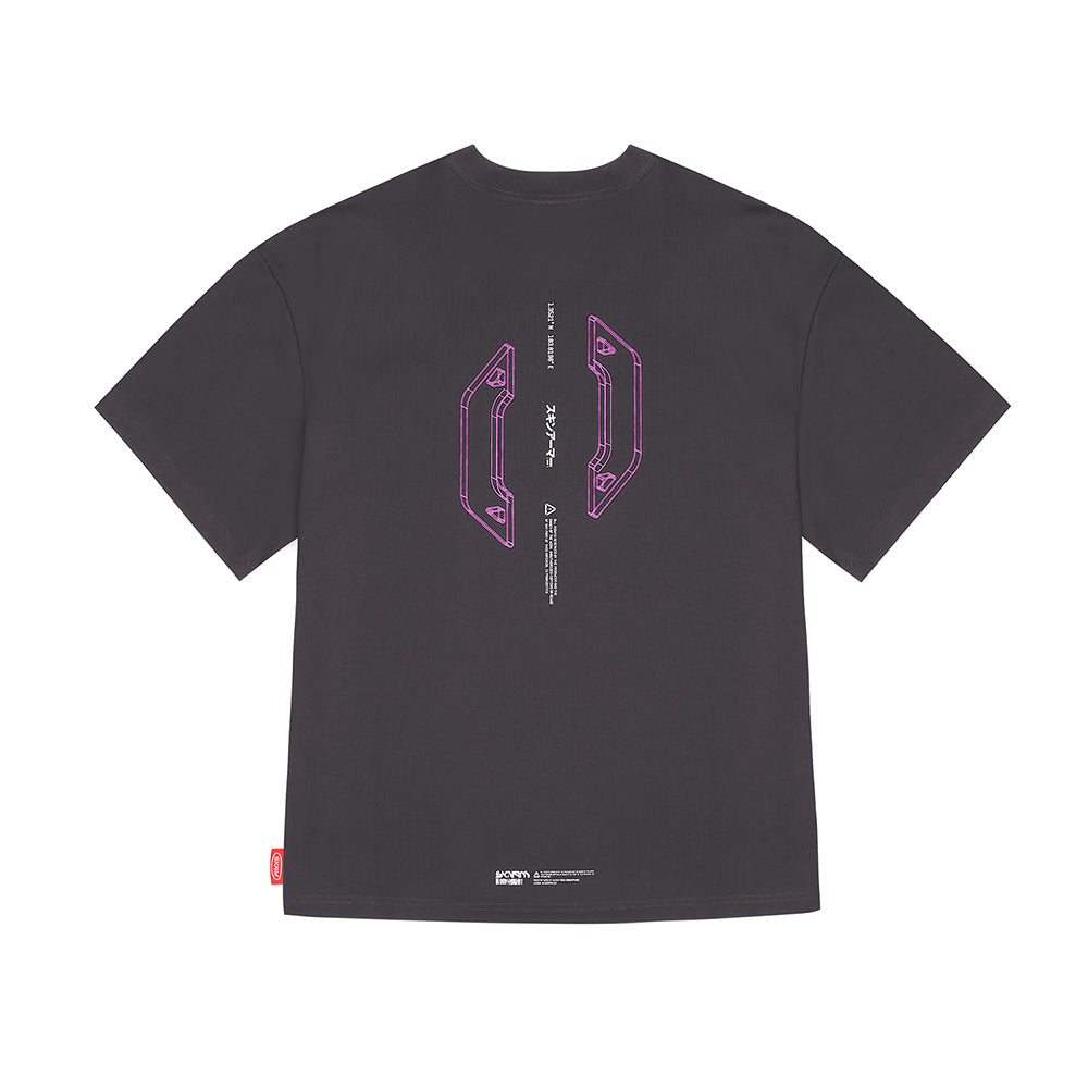 Skinarma Cypher Kısa Kollu Oversize Unisex Bisiklet Yaka Tişört Mor