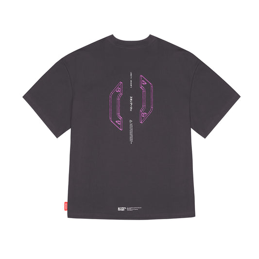 Skinarma Cypher Kısa Kollu Oversize Unisex Bisiklet Yaka Tişört Mor