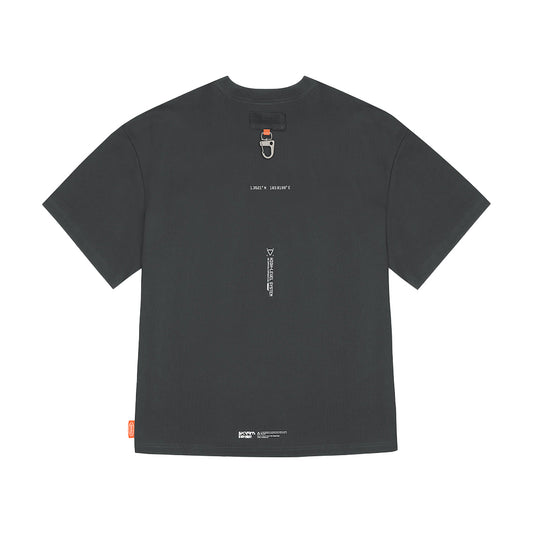 Skinarma Glitch Kısa Kollu Oversize Unisex Bisiklet Yaka Gri Tişört