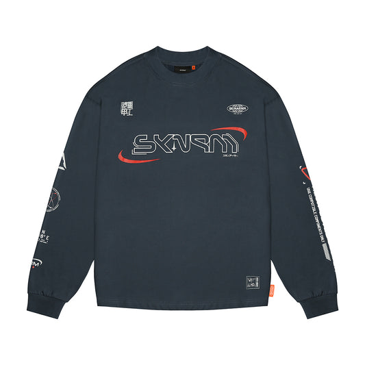 Skinarma Neptune Uzun Kollu Oversize Unisex Bisiklet Yaka Lacivert Sweatshirt