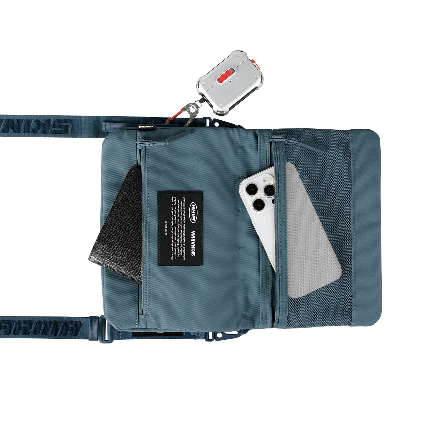Skinarma Satchel Juno Desenli Naylon Scout Boyun Askı Kayışlı Aksesuar Çantası