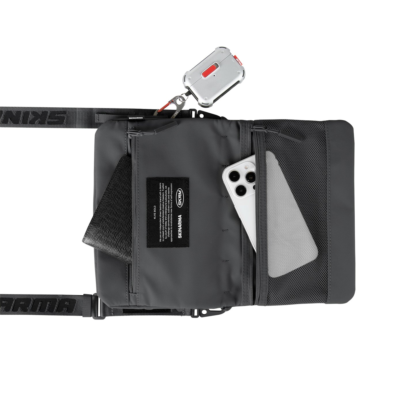 Skinarma Satchel Juno Desenli Naylon Scout Boyun Askı Kayışlı Aksesuar Çantası