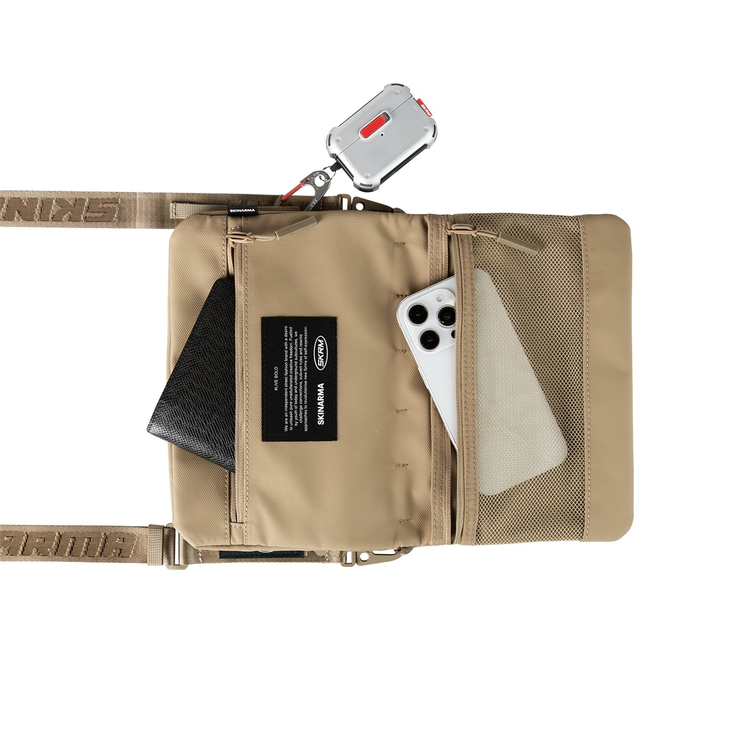 Skinarma Satchel Juno Desenli Naylon Scout Boyun Askı Kayışlı Aksesuar Çantası