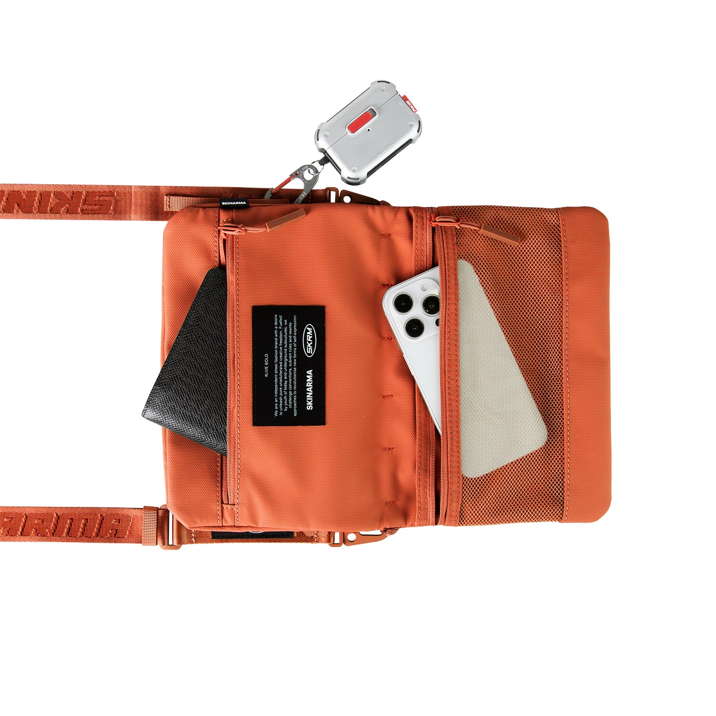 Skinarma Satchel Juno Desenli Naylon Scout Boyun Askı Kayışlı Aksesuar Çantası