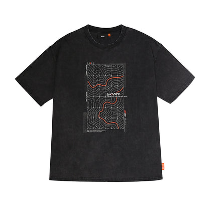 Skinarma Sonar Kısa Kollu Oversize Unisex Bisiklet Yaka Siyah Tişört