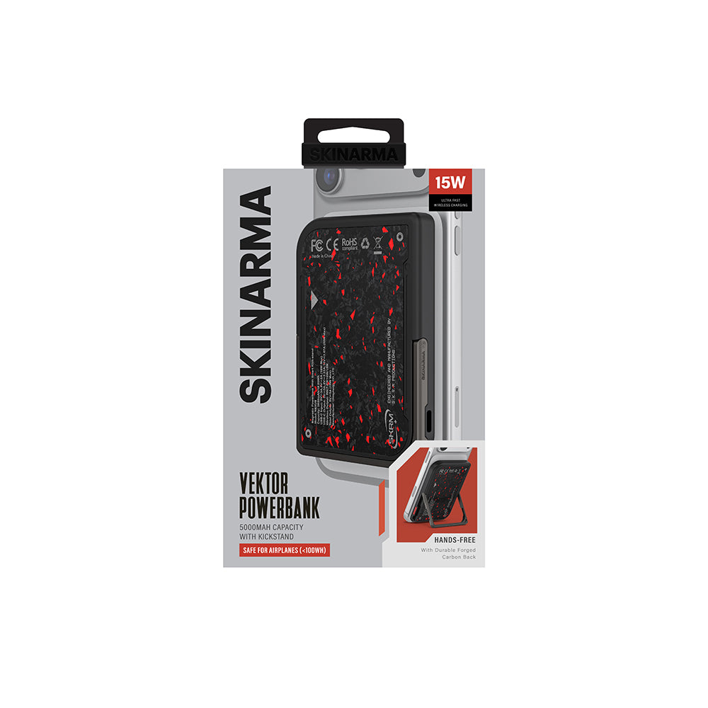 Skinarma Vektor Mag-Şarj Uyumlu Kablosuz ve PD Hızlı Şarj Özellikli Metal Standlı Taşınabilir Powerbank 15W 5000mAh